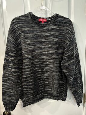 Supreme Black & Gray Marled Crewneck Sweater